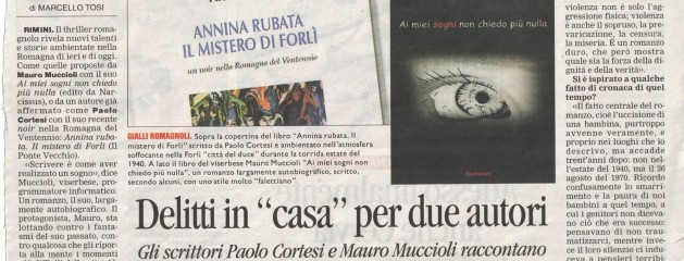 “Ai miei sogni non chiedo più nulla” sulle pagine del Corriere Romagna!